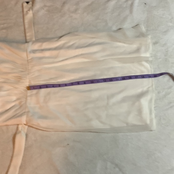 Off-white, one shoulder, chiffon mini dress. - Picture 5 of 5